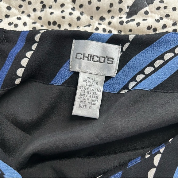 Chico’s Y2K Silk Flowy Blue and Black Striped Pattern Midi Skirt Women’s Size 0 - Picture 3 of 5